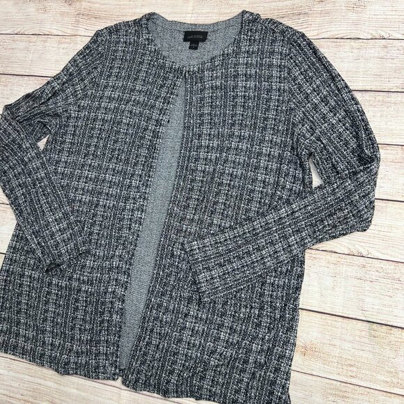 J.Jill Wearever Collection Black White Tweed Open Front Cardigan Size Small - Picture 14 of 14